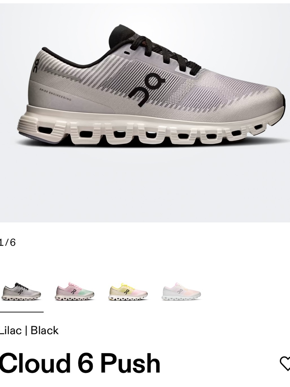 on Running Cloud 6 Plush color lilac black in size 6.5 Women’s On Cloud Push